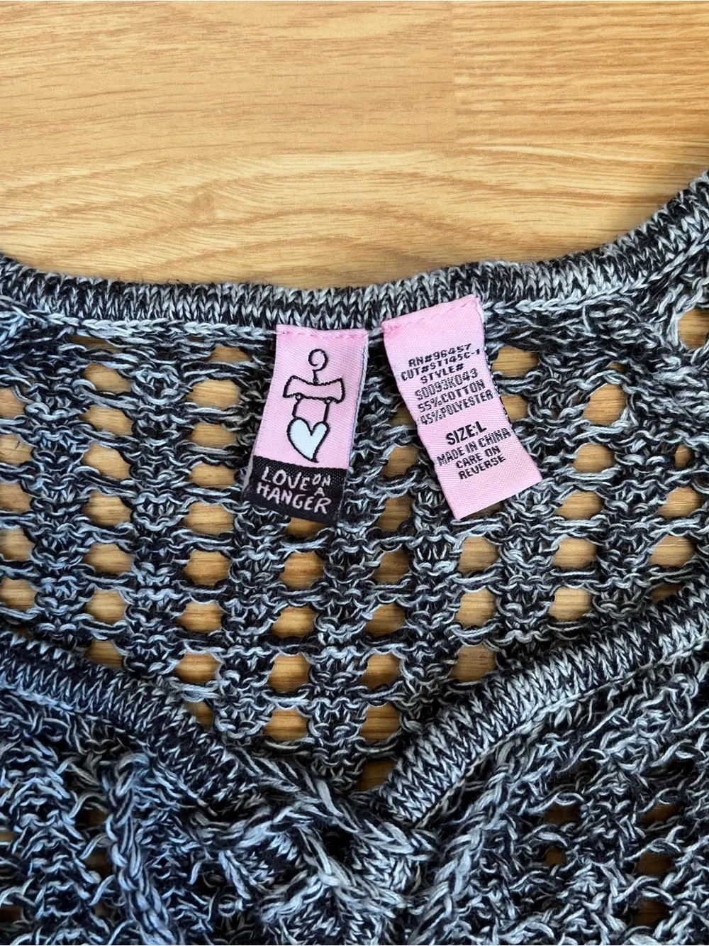 love on a hanger Gray Open-Knit Tie-Front Sweater